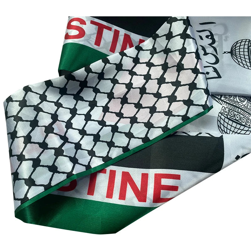 14*130cm Palestine Scarf  Printing Satin Palestinian National Day Scarves Palestine Shawl Country